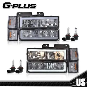 LED DRL Headlights Smoked Fit For 94-00 GMC C10 C/K C1500 C2500 C3500