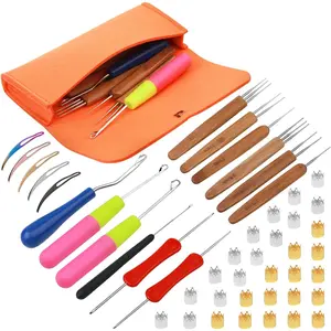Loc Crochet , 48 count Dreadlock Crochet Hook Tool, 6 Dreadlock Crochet  for Hair, Different Size Bent Latch Hook, Crochet Hooks for Hair Braiding with Case