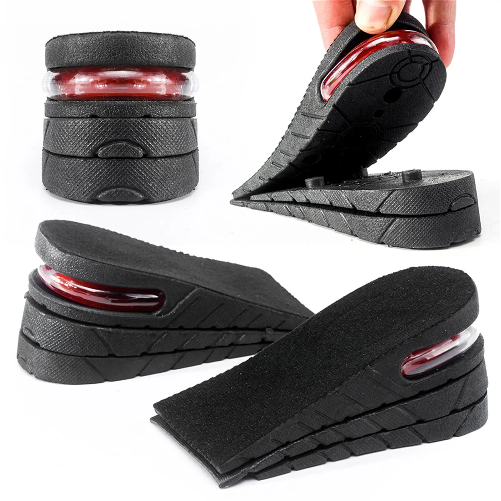 Height Increase Insoles for Men and Women, 3-Layer Adjustable EVA Shoe Lifts, Lightweight Removable Inserts with Air Cushion for High-Top Footwear