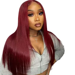 Megalook Burgundy Straight 6x5 Pre-Everything Glueless Wig Human Hair 99J Ready To Go Closure Wig 100% Human Hair Wig