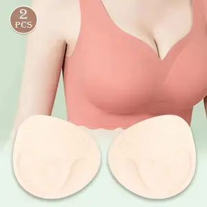 2-Pack Reusable Breast Pads for Women, Invisible Anti-Sagging Inserts for Bras and Yoga, Soft Textured Support, Seamless Design, Long-Lasting Adhesive