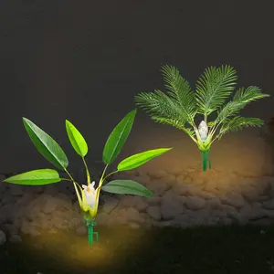 2pcs Solar-Powered Garden Lights with Pre-Lit Christmas Tree & Banana Plant Design - 8 Lighting Modes, Easy Installation, No Wiring Needed for Outdoor/Indoor Pathway, Patio, Yard Decor, Solar Garden Lights