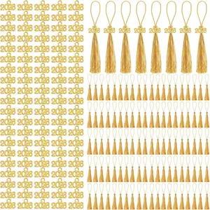 100pcs Mini Graduation Tassels with 100pcs 2026 Tassel Charms for Graduation Cap Keychain Ornaments DIY Craft Bookmarks Gifts Tag Jewelry Making Project,Gold