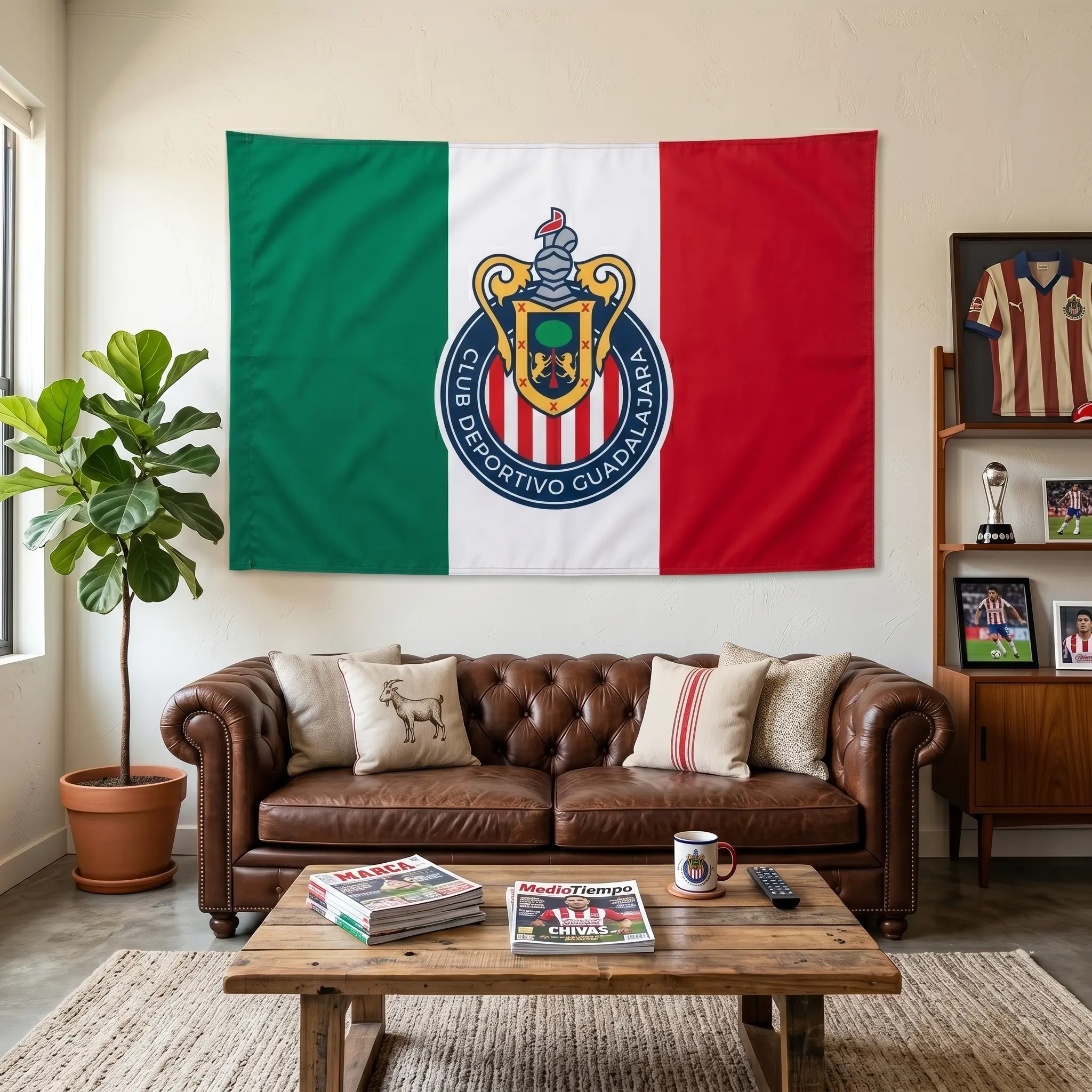 Chivas Mexico Guadalajara Soccer Flag Banner Futbol Bandera Chivas Rayadas Retro Gift For Football Fan