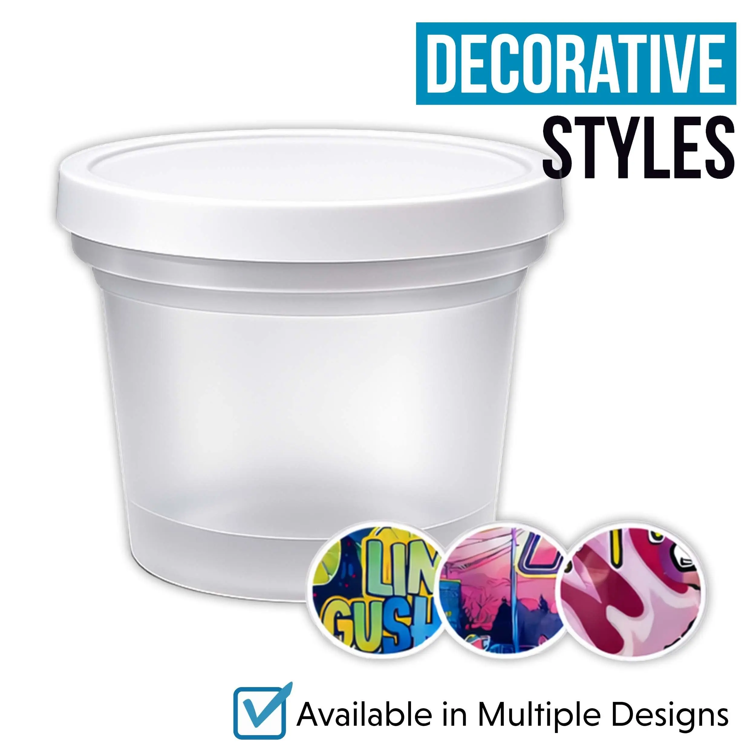 12 Pack - Pint Style Storage Containers with Lids – Choose Your Design (15 Styles) 12 Pack - Pint Style Storage Containers with Lids – Choose Your Design (15 Styles)