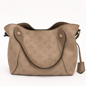 Pre-owned Louis Vuitton Mahina Perforated Leather Shoulder Bags Carmel Hobo Mahina Leather Beige