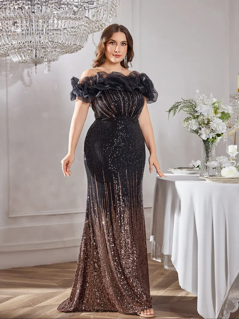 off the shoulder backless dress One Shoulder Strapless Floor-length Backless High Split Sheath Prom Dress main image 0