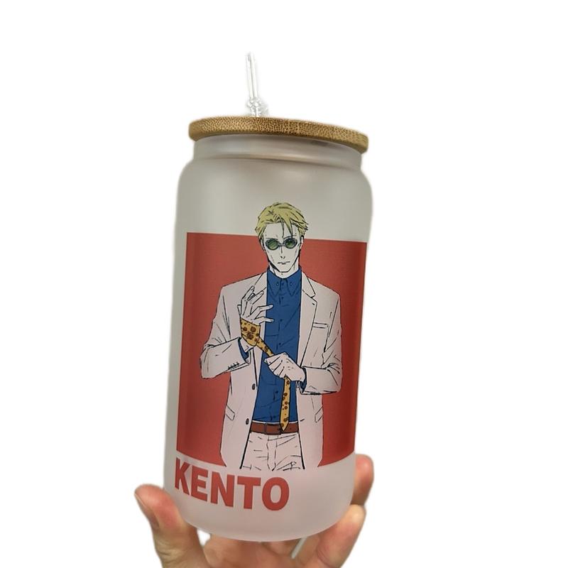 Nanami kento jjk Glass Cup - Perfect for Your Drinks - Drinkware, Bottles Bamboo Lid Tumblers Mug Stylish aesthetic cups Reusable Portable Washable