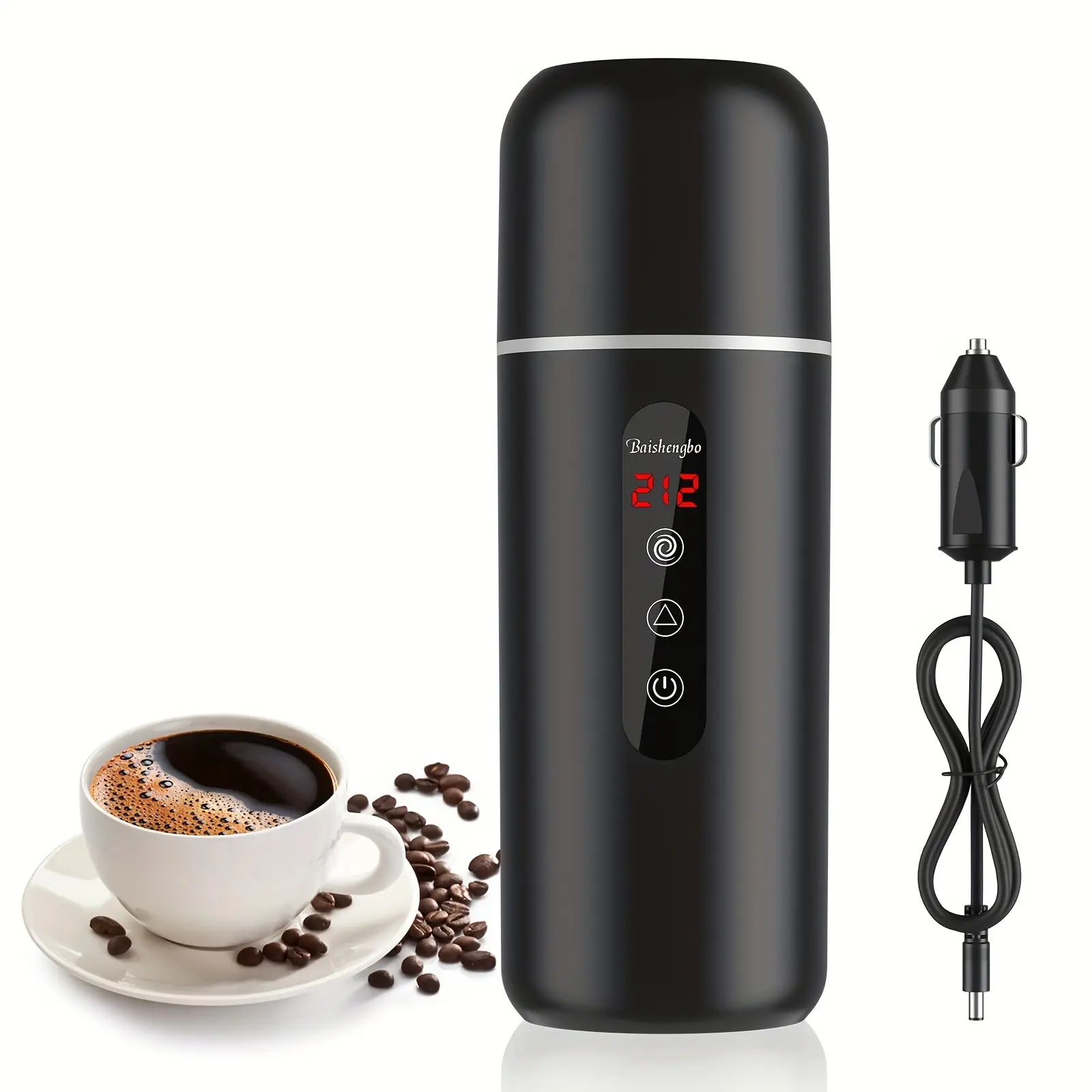 Portable Electric Kettle and Car Coffee Heater, Fast Heating, Magnetic Stirring, Anti-Dry Burning, Compact Travel Design, 12V/24v 96w 420ML, Thermostatic Kettle, Kitchen Appliances