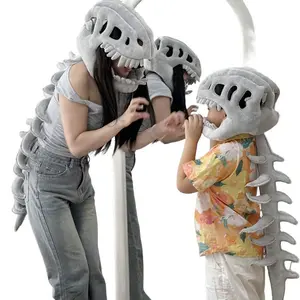 Dinosaur Skeleton Head Cover, Plush Dinosaur Bone Hat Prop, Cosplay Costume Accessory, Animal Head Mask, Animal Hats for Kids & Adults, Perfect Birthday Gift
