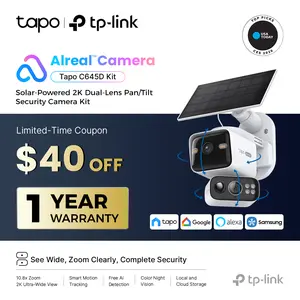 [Summervibes] TP-Link & Tapo  C645D KIT Dual Lens Pan/Tilt Security Battery Camera Wireless w/Solar Panel, 2K 3MP 165° Wide-Angle + 6mm Telephoto, Free Person/Vehicle Detection, 360° Pan, SD/Cloud Storage, Works w/Alexa & Google