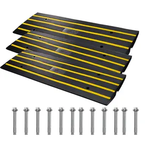 【Father's Day gift】VEVOR Curb Ramp, 3 Pack Rubber Driveway Ramps, Heavy Duty 33069 lbs Weight Capacity Threshold Ramp, 2.6-inch High Curbside Bridge Ramps for Loading Dock Garage Sidewalk, Expandable Full Ramp Set