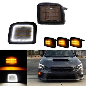 2PCS Smoked Lens DRL Turn Signal LED Lights Replacement For Subaru WRX /STI Smoked 2015 2016 2017 2018 2019 2020 2021 Replace OEM 84912VA120，84912VA130
