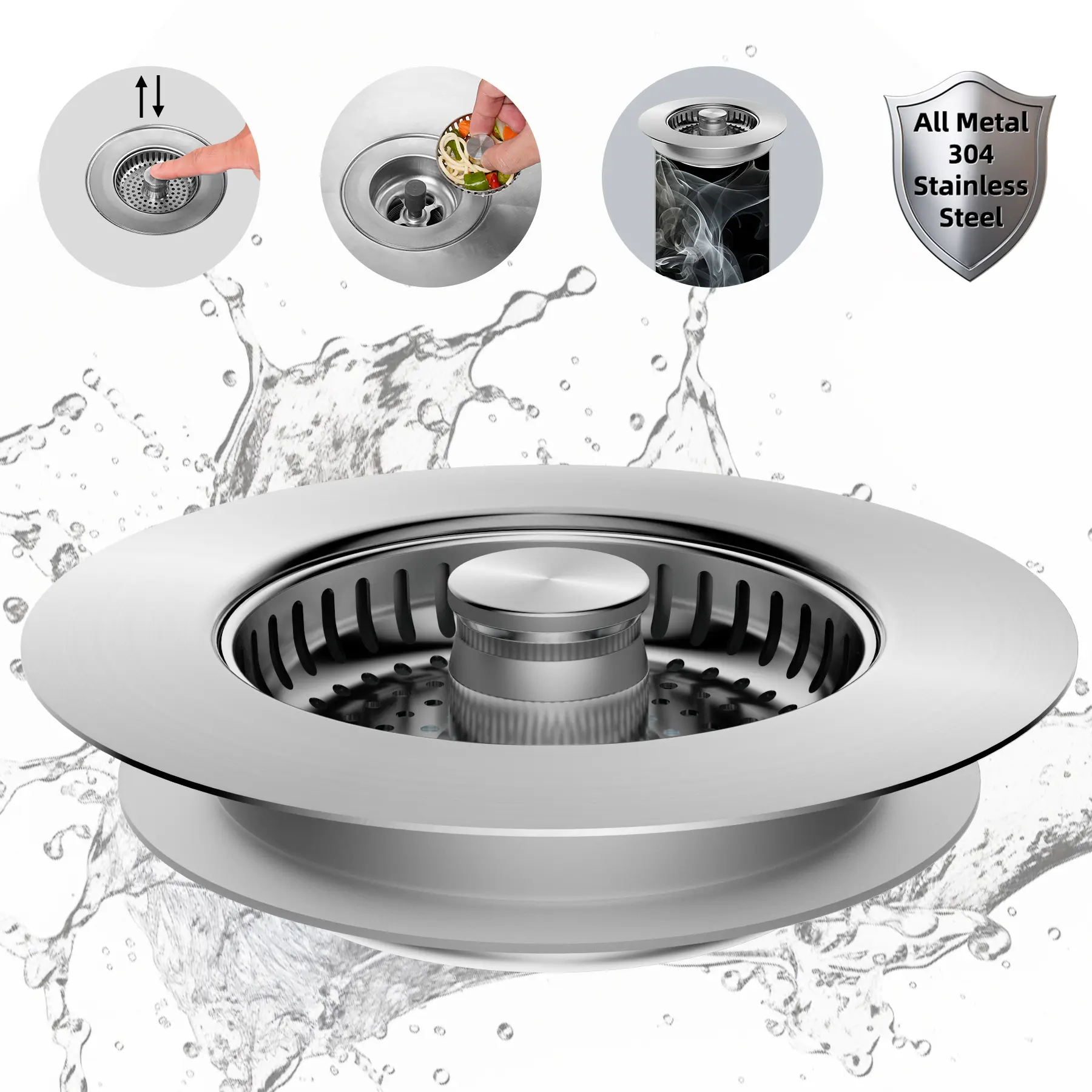 304 Stainless Steel Drain Part with 1 Strainer