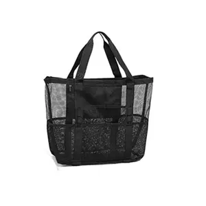 Waterproof Polyester Beach Bag, Single Shoulder Handheld Mesh Bath Gym Swim Storage Bag, Foldable Travel Cosmetic Organizer
