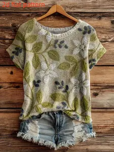 Women's Summer Fashion Sleeveless Round Neck Top, Floral Pattern Digital Print, Casual Knitwear, Trendy Ladies' Clothing