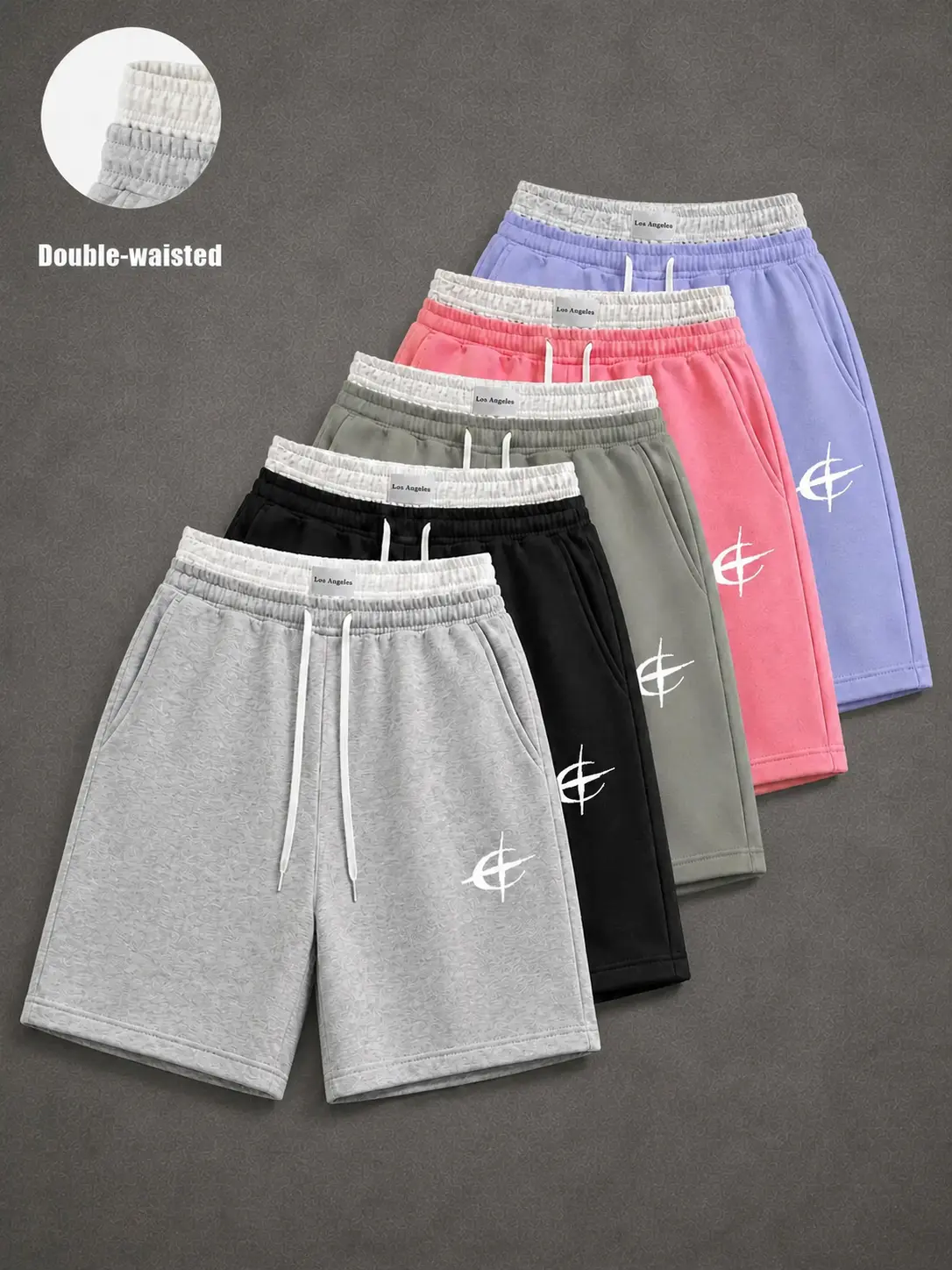 Mens Double Waistband Sweat Shorts, Loose Fit Above‑Knee Athletic Jogger Shorts with Drawstring Pockets, 1/2/3/5 Pack Four‑Way Stretch Casual Lounge Streetwear Shorts, Summer Gym Daily Walking Work Outfit for Men