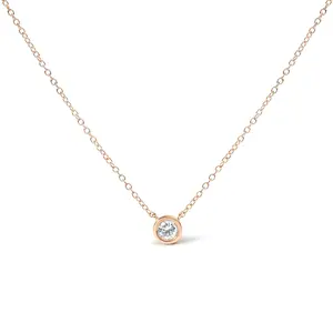 Sterling Silver Bezel-Set Diamond Solitaire Pendant Necklace (1/3 cttw, H-I Color, I1-I2 Clarity)