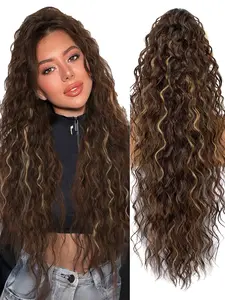 Long Soft Wavy Curly Ponytail Braid, Loose Wave Synthetic Hair Extensions, 28 Inch Long Ponytail Clip-In, Claw Clip Ponytail, Natural Style