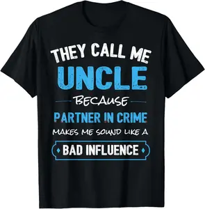 100% Cotton Funny Uncle Shirt, Uncle Partner In Crime from Niece Nephew T-Shirt