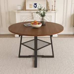 Maximize Your Dining Space!47 Inch Extendable Round Table with Storage, Walnut Finish & Thick Top, Metal Frame, Seats 4-8 for Kitchen & Living Room