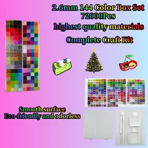 2.6mm 144 Color Box Set,72000Pcs,Stainless Steel Precision Tweezers Set,3D Pixel Puzzle Beads,Perfect for Kids & Adults Craft,Multiple Available,Infinitely Creative Maierial,DIY Bead Set,Spelled Beads Keychain pendant