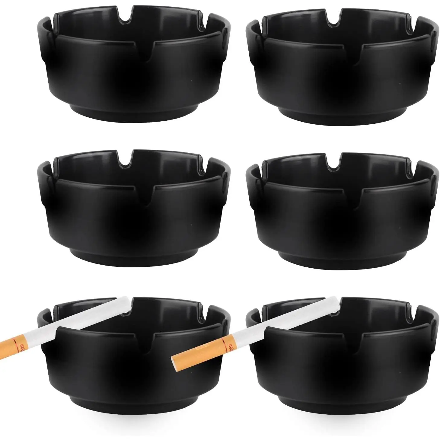 6pcs ashtray sets for cigarettes plastic tabletop ash tray sets indoor outdoor ashtrays perfect for home patio restaurant bar hotel and office use set of 6 black