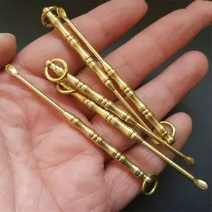 Handmade Copper Ear Spoons - Vintage Earwax Cleaner with Keychain, Portable No-Battery Hygienic Disposable Tool, Ideal for Sensitive Ears, Home & Travel Use