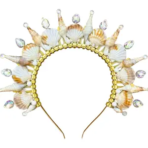 Women's Mermaid Seashell Crown Headband - Siren Goddess Cosplay Headpiece for Renaissance Festive & Party Supplies