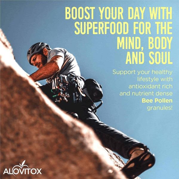 ALOVITOX: Organic Bee Pollen Granules I Superfood Mix for Beverage, Salad, Yogurt I with Antioxidants, Protein & Vitamins – Organic Vegan Gluten-Free