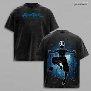Aang T-Shirt - Avatar the Last Airbender Shirt, Animated Shirt, Vintage T-Shirt Menswear Top Underwear Tshirt The Last Air Nomad - The Avatar Anime Double Printed Washed Tee Unisex Oversize Anime Manga MCV 389 7W2