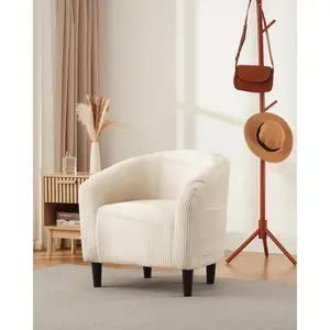 Corduroy Comfy Accent Barrel Chair Armchair, Soft Round Club Chair, for Bedroom Living Room Reading Room Waiting Room, for Home Decor