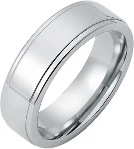 Cobalt Chrome 7mm Double Channel Accent Comfort Fit Fashion or Wedding Band Ring