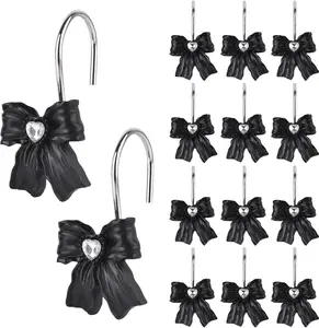 PCS Shower Curtain Hs Rings,Black Bow Resin Curtain Hs Shower Rings for Bathroom Baby Room Nursery Art Decors