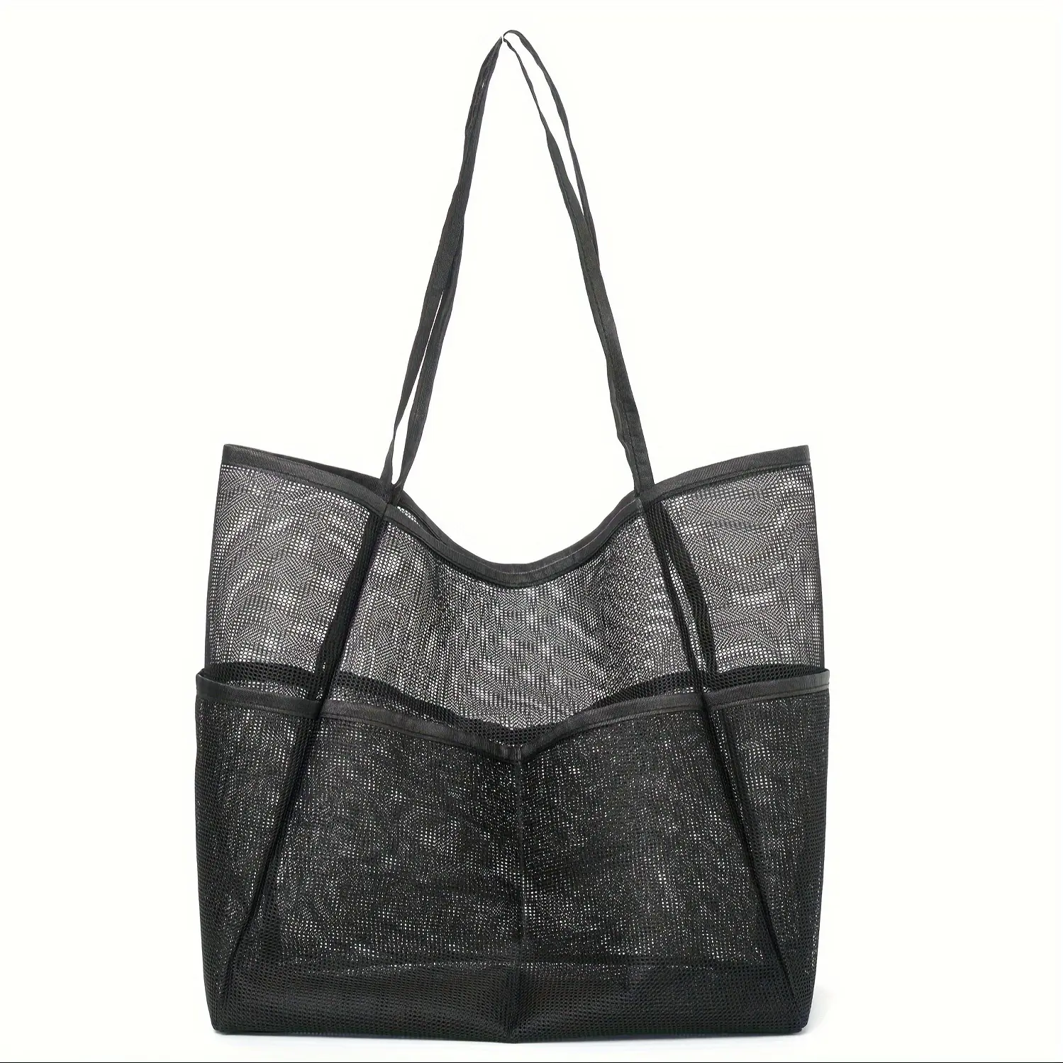 Polyester Mesh Single-Shoulder Beach Tote Bag for Men and Women, Ideal for Swimming Outings, Clothing Storage and Easy Carrying-Washing