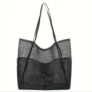 Beach bag-mesh single shoulder tote bag for men and women going out, carrying, washing, swimming, clothing storage bag
