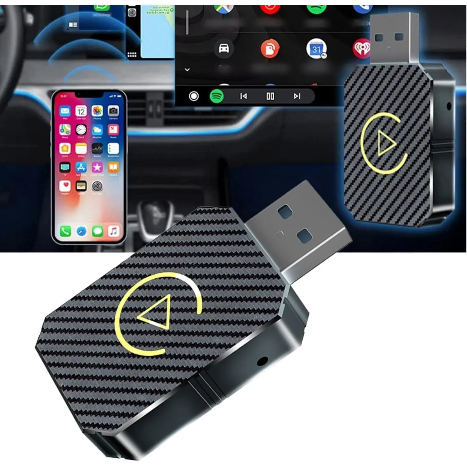 MINI Wireless Car-Play Adapter for Android Auto Wireless Adapter & for Carplay Wireless Adapter 2-in-1, Drive for Smart Wireless Adapter for Carplay Car Screen