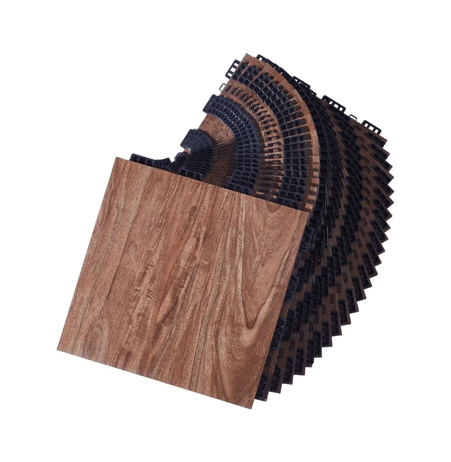 Dance Floor Tiles 12.4x12.4in, 52 Piece Interlocking Flooring, Portable Dance Practice Mats for Ballet, Tap, Wood Grain, 52 sq ft 52 pcs Brown Wood Grain