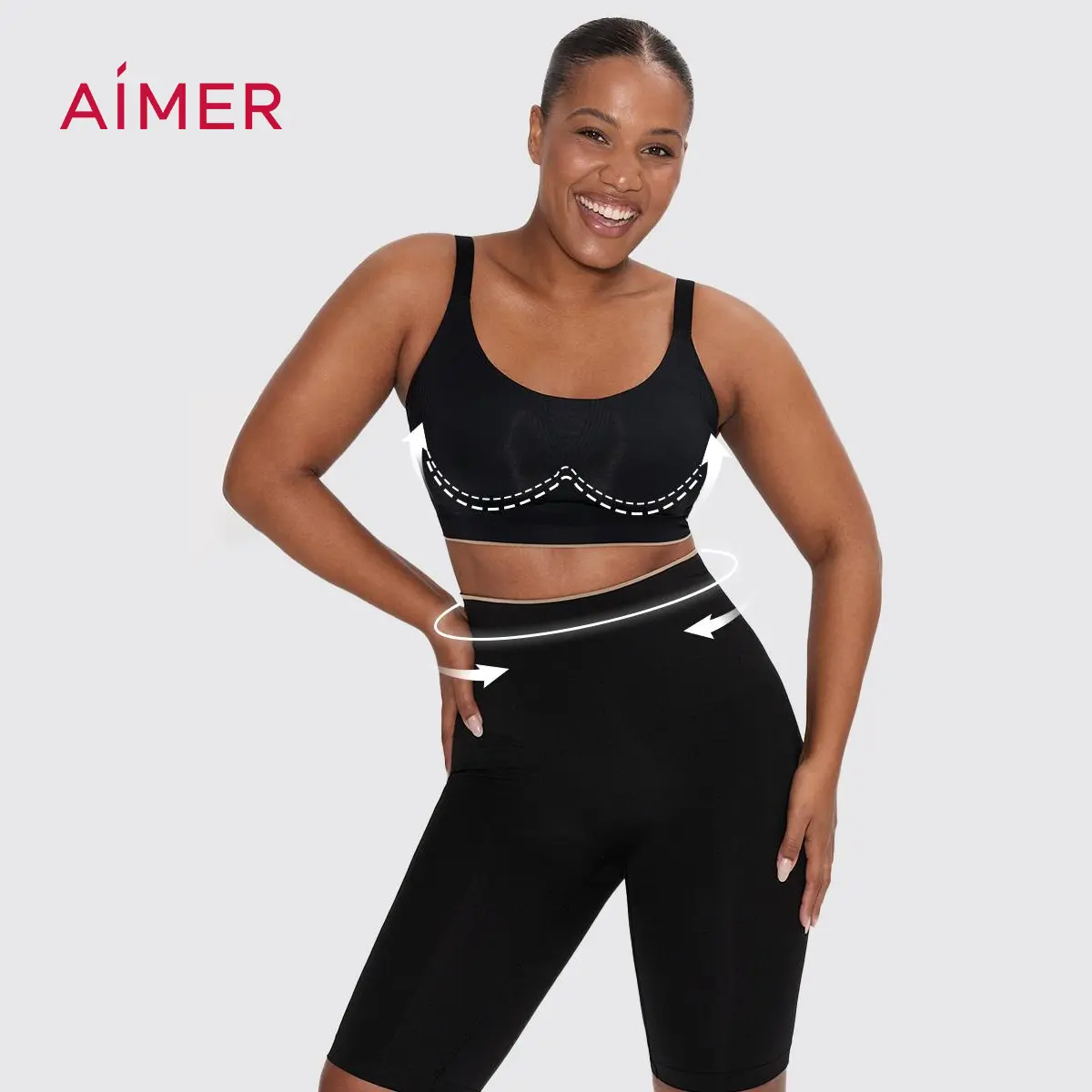 AIMER W Supportive All Day Comfort Sculpting Shapewear Shorts for Women Black Nude Tummy Control Soft Compression Lightweight High Waist Anti Chafing Lift Hips Breathable Seamless Stylish Fashion Basic Soft Fit