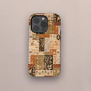 Vintage Floral Patchwork Phone Case, Boho Quilt Retro Fall Cottagecore Phone,  Gift For Friends, Tough Case Phone, Magsafe Tough Phone, IP 17,16,15, 14, 13, 12, 11, X, Pro, Pro max, Plus, SS21-25, Ultra