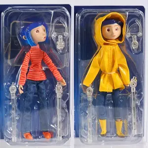 Coraline Action Figure 7 Inch ABS PVC Toy Doll With Striped Shirt And Yellow Raincoat Collectible Model For Anime Fans Kids