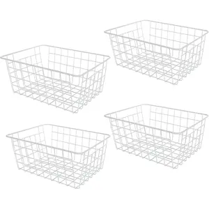 4 Pack Deep Freezer Organizer Bins Stackable Wire Basket for Organizing Wire Baskets for Pantry, Freezer Baskets for Chest Freezer, Upright Freezer