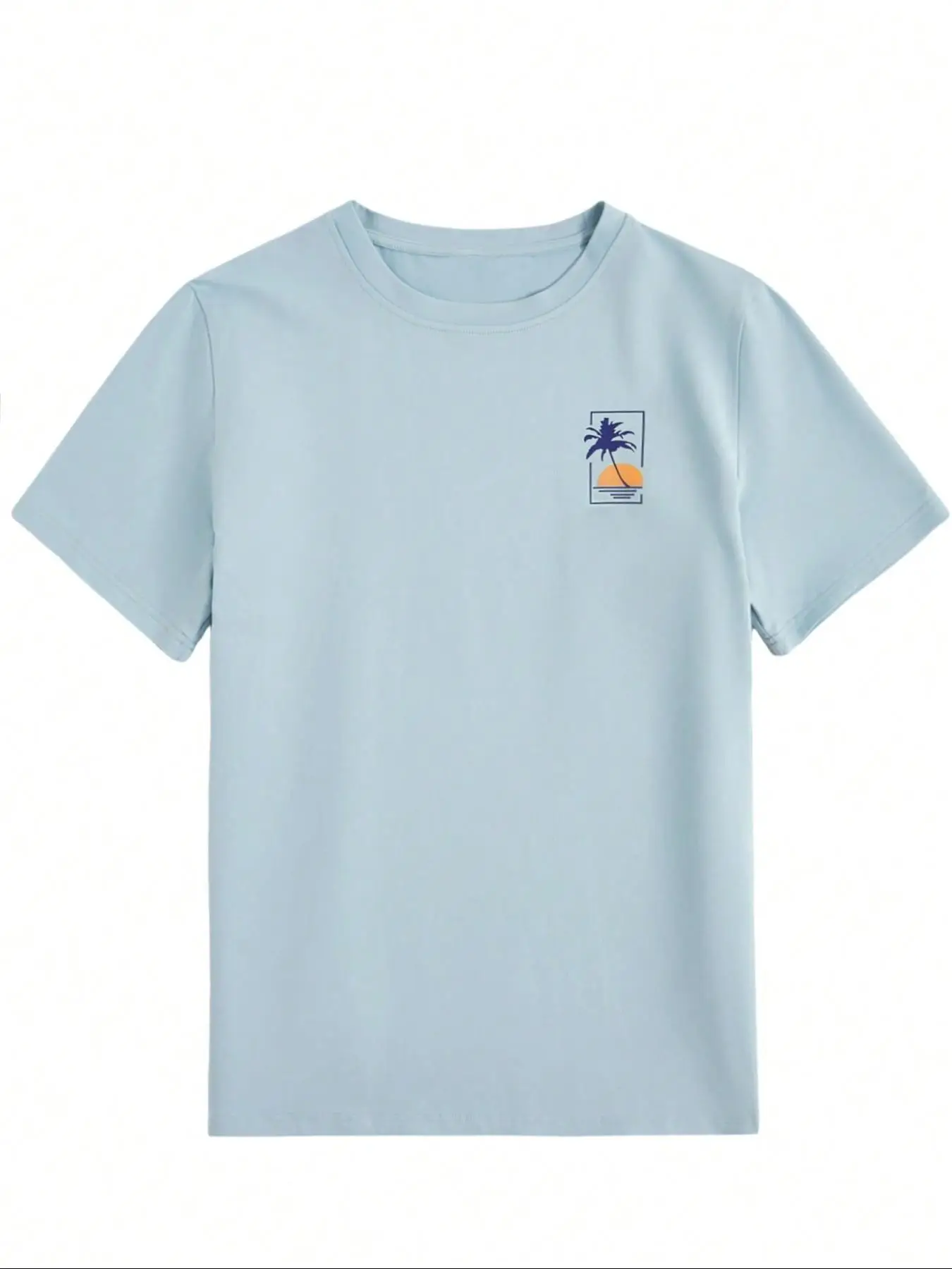 Men's Casual Graphic Tee Shirt, Summer Fitted Long Sleeve Top, Trendy Beach Vacation Wear, Perfect for Daily Travel & Outdoor Activities