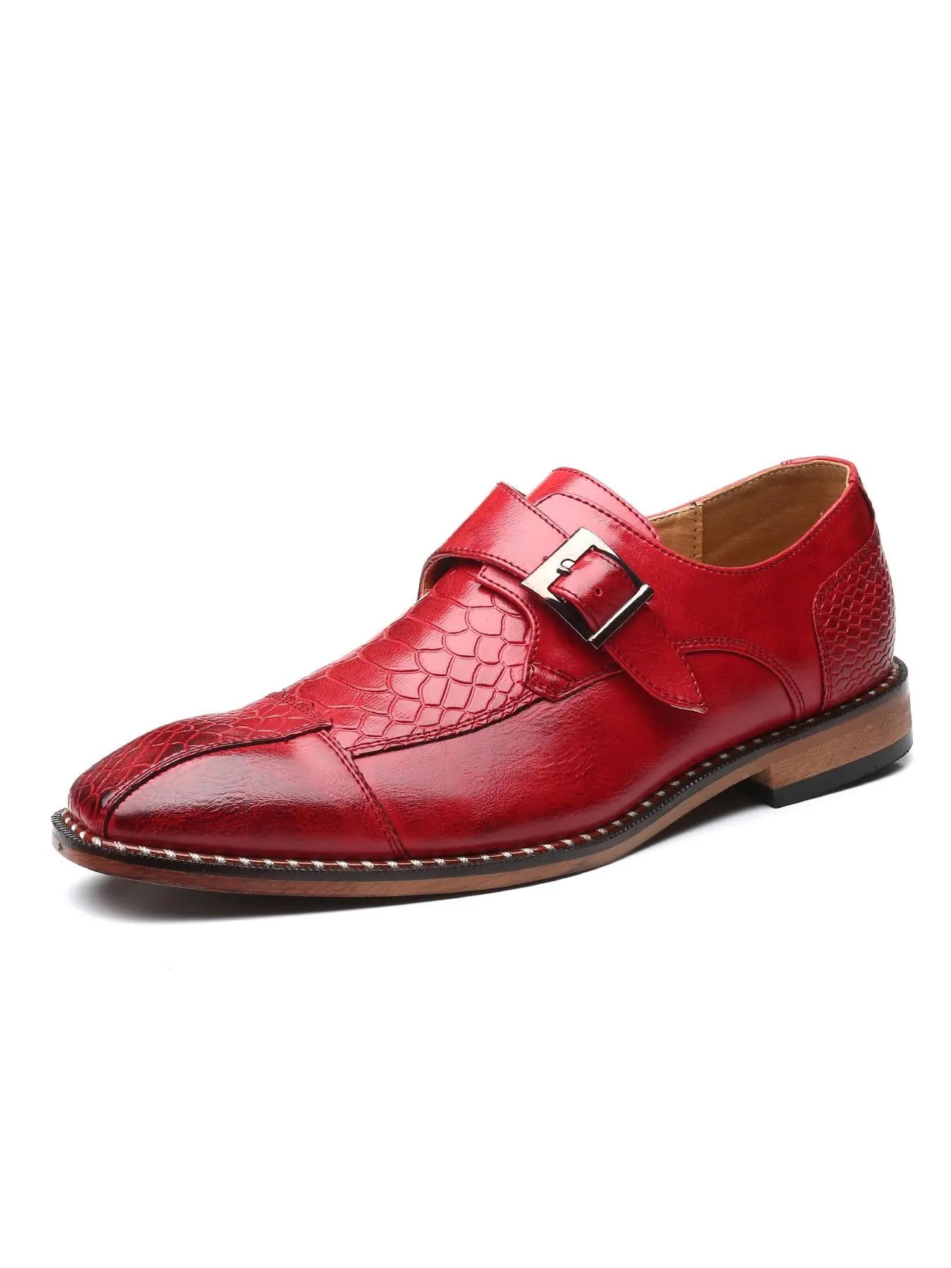 Men's Business Formal Crocodile Embossed Slip on Dress Shoes, Fashionable PU Leather Shoes for Work Office, Male All-match Commuter Shoes for Daily Wear, Footwear