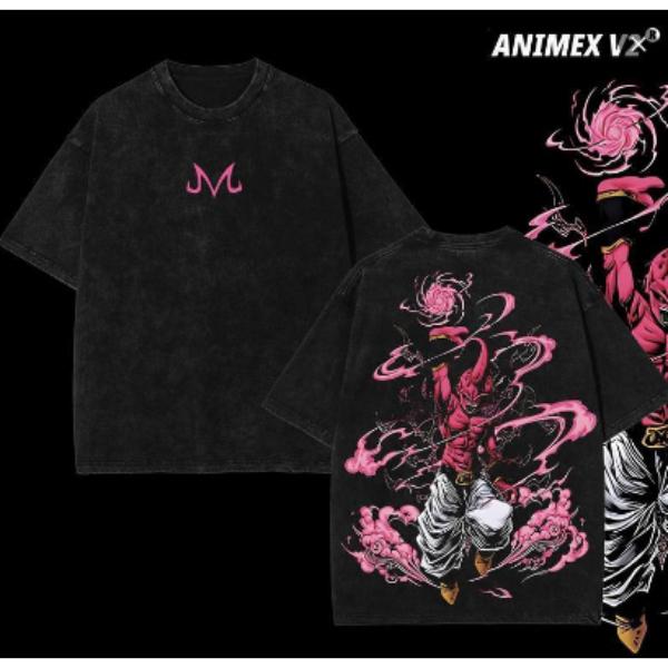 Retro Heavy Limited Majin Buu - Dragon BallAnime Double Printed Vintage Oversized WashedTee Unisex Oversize Anime Manga WashedHeavyweight Cotton T-Shirt Gift for Anime FanAnime Lover