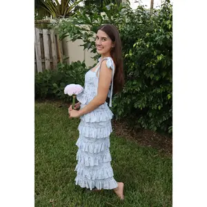 Amelia floral ruffle tiered midi dress