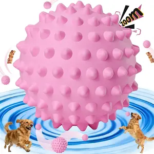 Bacon-Flavored Squeaky Balls for Dogs: 3.5Inch Durable Rubber Bouncy Dog Balls for Aggressive Chewers, Spiky Floating Dog Balls for Large & Medium Dogs, Do
