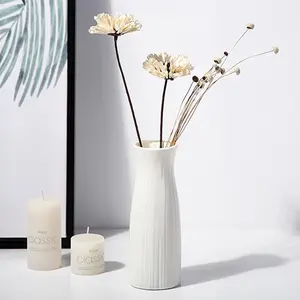 Unbreakable Vase for Flowers,White Plastic Vase Minimalist Style Suitable for Modern Home Decoration Living Room Dining Table Centerpiece Perfect Wedding Birthday Gift Giving