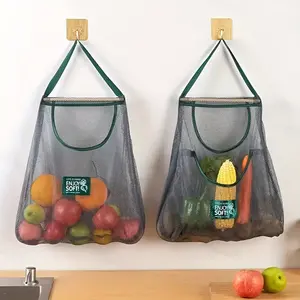 2pcs Multi-Functional Kitchen Storage Mesh Bags - Wall-Mounted Organizers for Storing Fruits, Vegetables, Ginger, and Garlic, Hollow Mesh Bags | Essential Home Accessories ashtray  flower shoe  rack  organizer Oversized Portable Laptop Bed Table storage