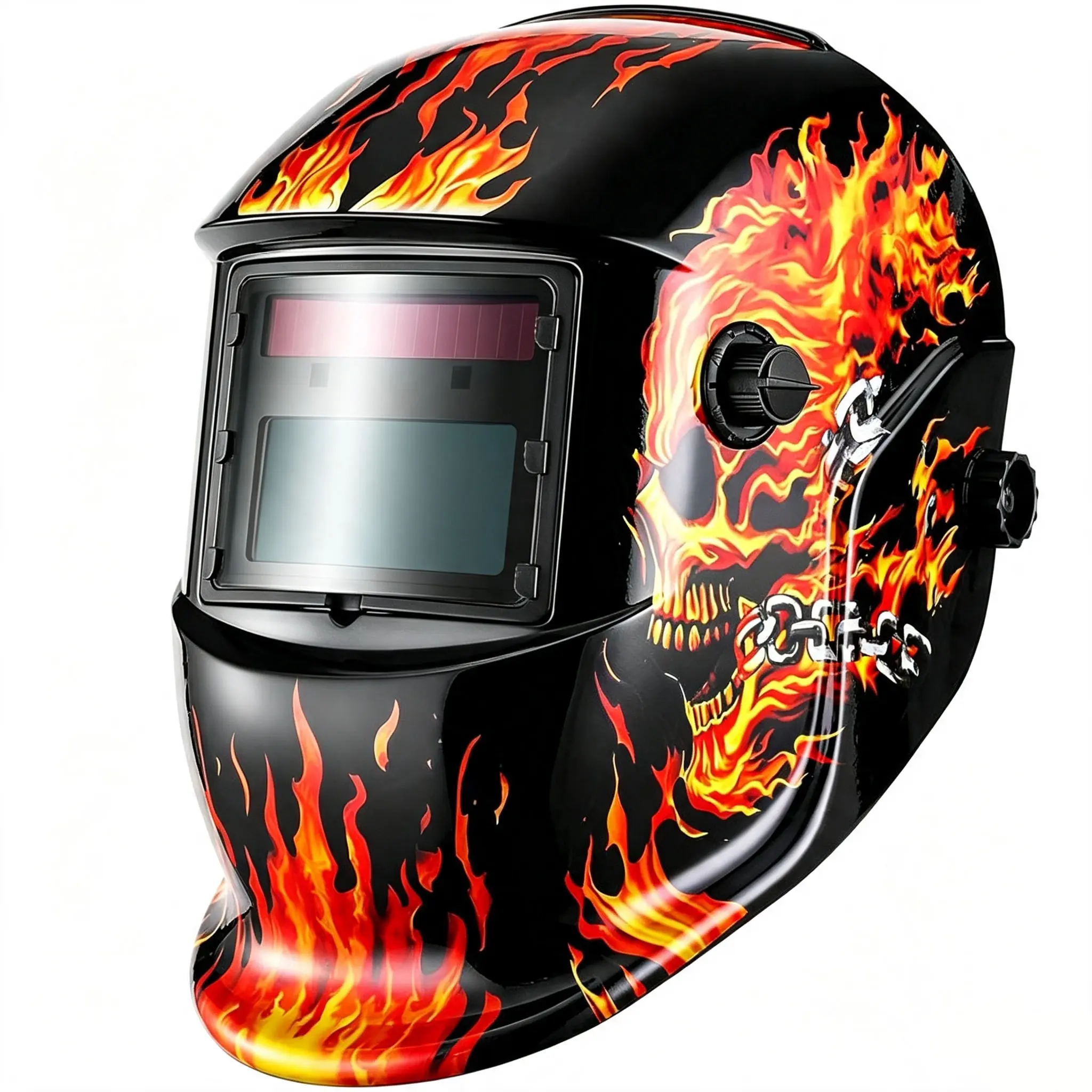 Welding Helmet Auto Darkening True Color Solar Powered Auto Darkening Welding Welder Mask Hood Helmets(red)